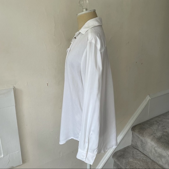 Anthropologie Cloth & Tone Lace Up Tencel Blouse - Picture 5 of 12